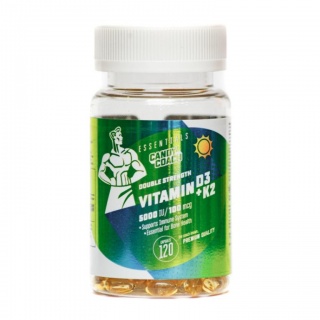 Vitamin D 5000 IU Plus K2 100mcg 120 Caps Candy Co